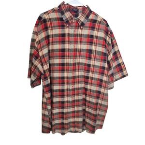 Old School Clothing Company Linen Plaid Button Up Casual Shirt Mens‎ L